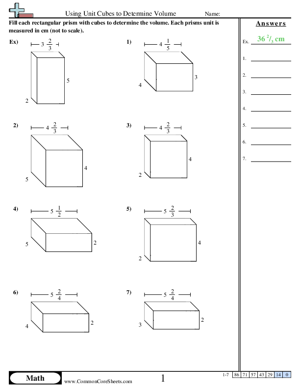 6.g.2 Worksheets - Using Cubes to Find Volume (Fractional Sides) worksheet